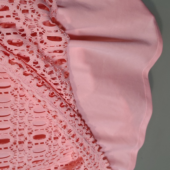 R & K Peachy Pink Cut Out Dress W Built In Lining And Tie Arms Size 18 - Picture 7 of 8